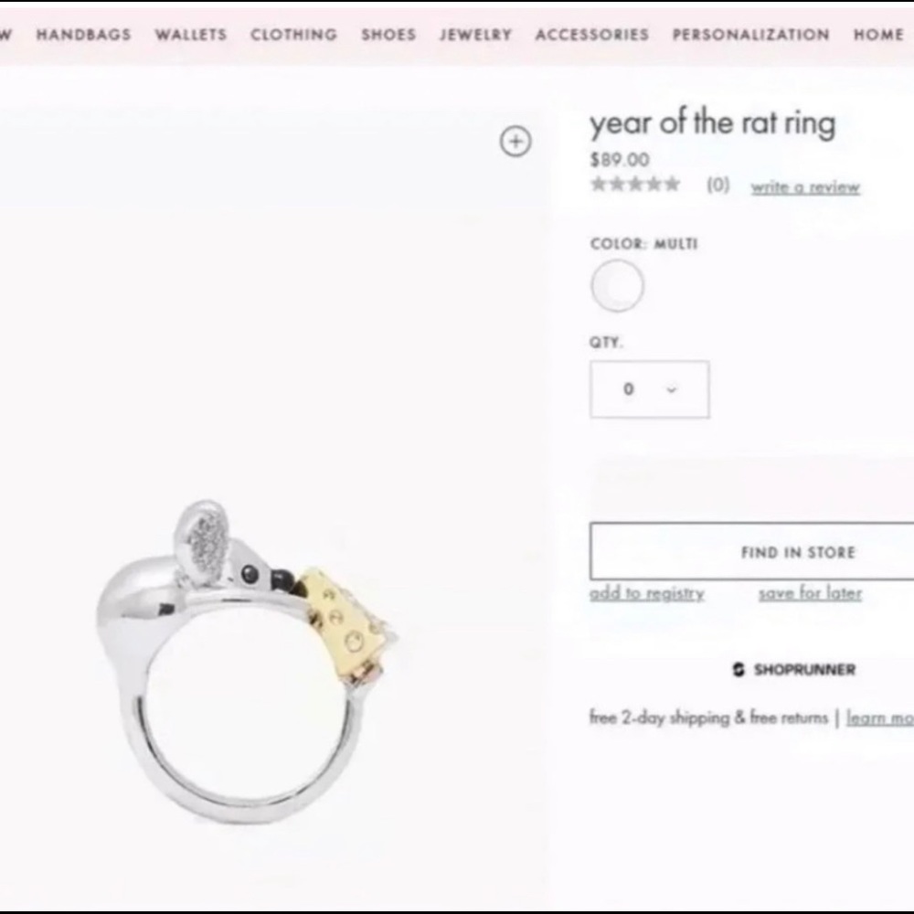 NWT KATE SPADE โ ๏ธ YEAR OF THE RAT RING -7 - Picture 2 of 10